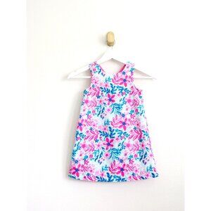 NEW! Tommy Bahama Tropical Floral Shift Dress Cotton  Pink Blue SZ 4T